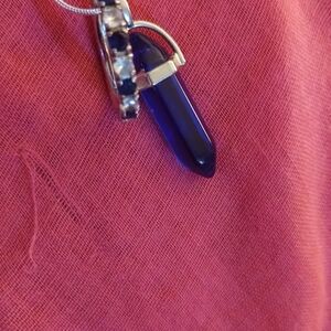 Blue Crystal Pendant Necklace With Sapphire Ring